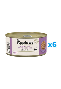 Applaws Natural Cat Food Mackerel with Sardine 6x70 g mokra karma dla kotów makrela z sardynką w bulionie