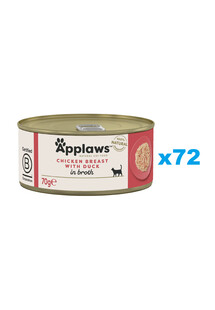 APPLAWS Natural Cat Food Chicken Breast with Duck in Broth 72x70g pierś z kurczaka z kaczką w bulionie dla kotów