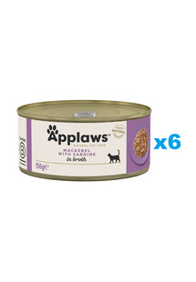 Applaws Natural Cat Food Mackerel with Sardine 6x156 g mokra karma dla kotów makrela z sardynką w bulionie