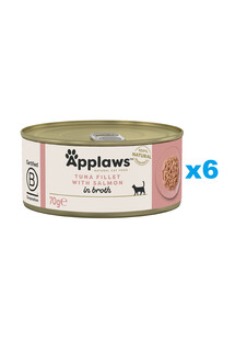 APPLAWS Natural Cat Food Tuna with Salmon in Broth  6x70 g tuńczyk z łososiem w bulionie dla kotów