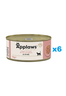 APPLAWS Natural Cat Food Tuna with Salmon in Broth 6x156 g tuńczyk z łososiem w bulionie dla kotów