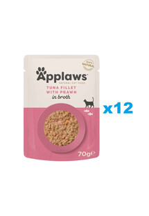 Applaws Natural Cat Food Tuna Fillet & Pacifie Prawns 12x70 g mokra karma dla kotów z tuńczykiem i krewetkami tygrysimi w bulionie