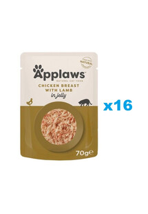 APPLAWS Natural Cat Food Pouch Chicken Breast with Lamb in Jelly 16x70 g kurczak z jagnięciną w galaretce dla kotów