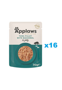 APPLAWS Natural Cat Food Pouch Tuna with Mackerel in Jelly 16x70 g filet z tuńczyka z makrelą w galaretce dla kotów