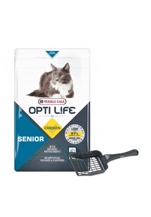 VERSELE-LAGA Opti Life Cat Senior Chicken 1 kg dla kotów seniorów + Łopatka do kuwety GRATIS