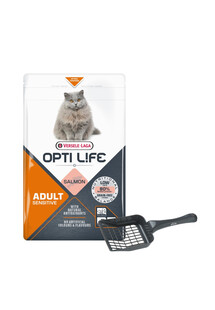 VERSELE-LAGA Opti Life Cat Adult Sensitive Salmon 1 kg dla wrażliwych kotów dorosłych + Łopatka do kuwety GRATIS