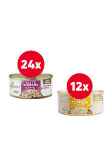 APPLAWS Taste Toppers Pierś z kurczaka i kaczka 24 x 156 g + Pierś z kurczaka w bulionie 12 x 156 g GRATIS