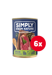 SIMPLY FROM NATURE Mokra karma dla psa Jeleń z kaszą gryczaną 6 x 400 g + przysmak GRATIS