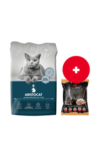 ARISTOCAT Bentonite Plus żwirek bentonitowy naturalny 25 l + ALPHA SPIRIT Przysmak w kostce dla kota indyk 50 g GRATIS