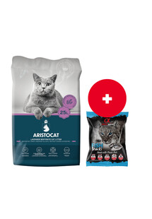 ARISTOCAT Bentonite Plus żwirek bentonitowy lawendowy 25 l + ALPHA SPIRIT Przysmak w kostce dla kota ryba 50 g GRATIS