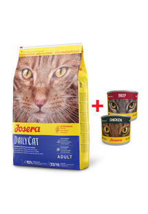 JOSERA Daily Cat 10 kg bezzbożowa karma dla dorosłych kotów + 2 x puszka mix 200 g GRATIS