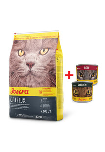 JOSERA Cat Catelux 10 kg karma przeciwdziałająca tworzeniu kul włosowych + 2 x puszka mix 200 g GRATIS