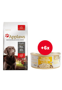 Applaws Dog Dry 2 kg Adult Chicken Large Breed + Pierś z kurczaka w bulionie 6 x 156 g GRATIS