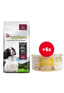 APPLAWS Adult Dog Small Medium Chicken with Lamb 2 kg Kurczak z jagnięciną dla dorosłych psów małych i średnich ras + Pierś z kurczaka w bulionie 6 x 156 g GRATIS