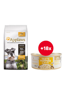 APPLAWS Senior Chicken karma bezzbożowa dla seniora z kurczakiem 7.5 kg + Pierś z kurczaka w bulionie 18 x 156 g GRATIS