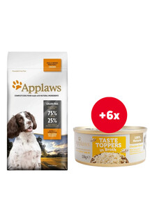 APPLAWS Adult Dog Small Medium Chicken 2 kg z kurczakiem dla psów małych i średnich ras z kurczakiem + Pierś z kurczaka w bulionie 6 x 156 g GRATIS