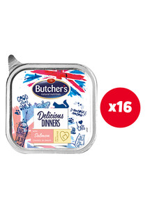 Butcher's Delicious Dinners, kawałki z łososiem w sosie 16x100 g- mokra karma dla kota