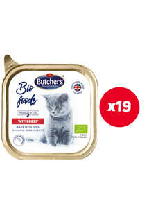 Butcher's Bio Foods Cat z wołowiną pasztet 19x85g