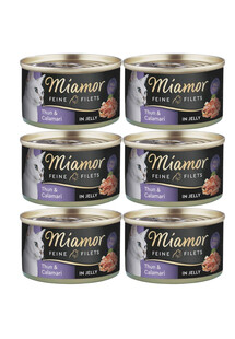 MIAMOR Feline Filets Tuna and squid in jelly 6 x 100 g karma mokra dla kota w galaretce Tuńczyk i kalmary