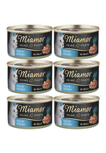 MIAMOR Feline Filets Tuna and shrimp in jelly 6 x 100 g mokra karma dla kotów w galaretce Tuńczyk i krewetki