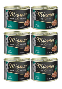 MIAMOR Feline Filets Tuna and rice in jelly 6 x 185 g mokra karma dla kotów w galaretce Tuńczyk i ryż