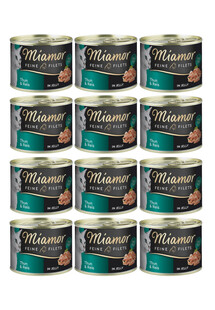 MIAMOR Feline Filets Tuna and rice in jelly 12 x 185 g mokra karma dla kotów w galaretce Tuńczyk i ryż