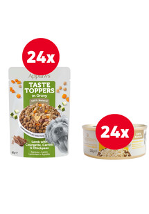 APPLAWS Taste Toppers Jagnięcina, marchewka, ciecierzyca w galaretce 24 x 85 g + Pierś z kurczaka w bulionie 24 x 156 g GRATIS