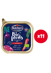 Butcher's Bio Foods Dog z wołowiną pasztet 11x150g