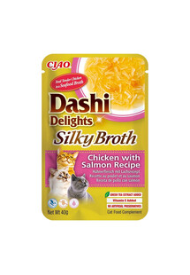 INABA Cat Dashi Delights Silky Broth Uzupełniająca karma dla kotów z kurczakiem i łososiem 40g