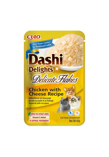 INABA Cat Dashi Delights Delicate Flakes Uzupełniająca karma dla kotów z kurczakiem i serem 40g