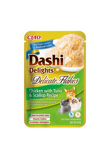 INABA Cat Dashi Delights Delicate Flakes Uzupełniająca karma dla kotów z kurczakiem, tuńczykiem i przegrzebkami 40g