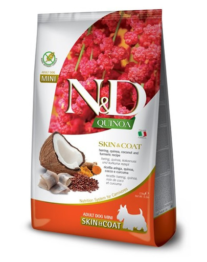 N&D Quinoa Dog Skin&Coat Adult Mini herring, coconut 2.5 kg śledź i kokos