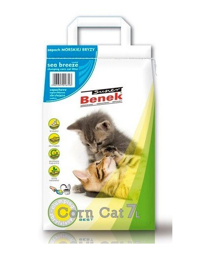 Certech Super Benek Corn Cat Sea Breeze  2x 7L (14 l) - żwirek kukurydziany dla kotów o zapachu bryzy morskiej