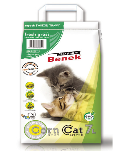 Certech Super Benek Corn Cat  Fresh Grass 2x7 l - żwirek dla kotów o zapachu świeżej trawy (14 l)