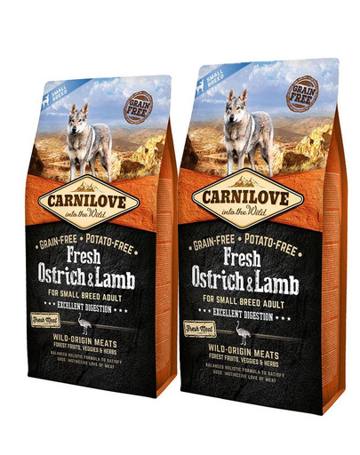 Carnilove Fresh Ostrich & Lamb For Small Breed Adult 2 x 6 kg - sucha karma dla dorosłych psów rasy małej struś jagnięcina 2 x 6kg
