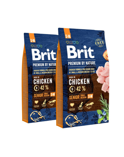 BRIT Premium By Nature Senior Small Medium S+M 16 kg zestaw  (2 x 8 kg)