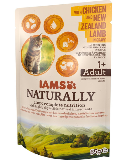 IAMS Naturally z kurczakiem i jagnięciną nowozelandzką w sosie 85 g - mokra karma dla kotów