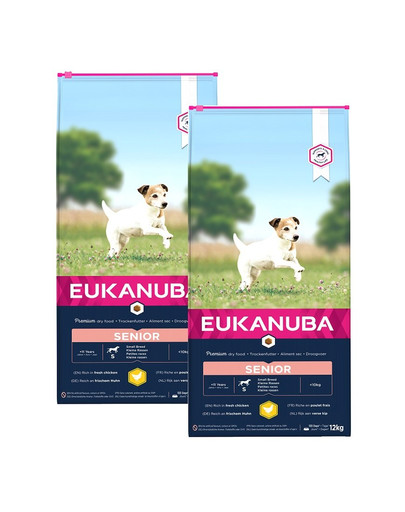 EUKANUBA Caring Senior Small Breed bogata w świeżego kurczaka 30 kg (2 x 15kg)