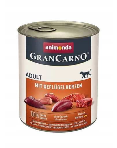 GranCarno Wieprzowina z sercami drobiowymi dla psa 800 g