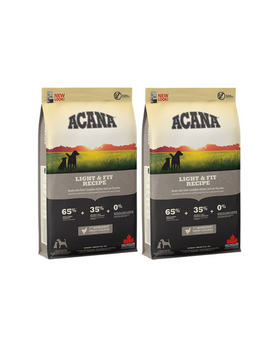 ACANA Light & Fit Dog 4 kg - sucha karma dla psów dorosłych, 4 kg (2 x 2 kg)