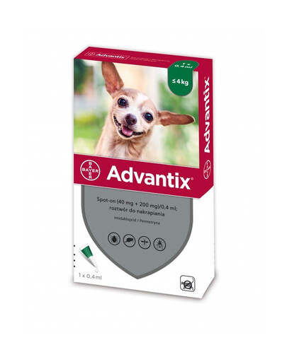 BAYER ADVANTIX Spot On małe rasy 0,4 ml (do 4 kg)