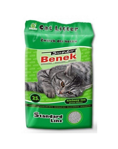 Certech Super Benek Standard Line Green Forest 2x 25 l -  gruboziarnisty żwirek dla kotów o zapachu zielonego lasu (50 l)