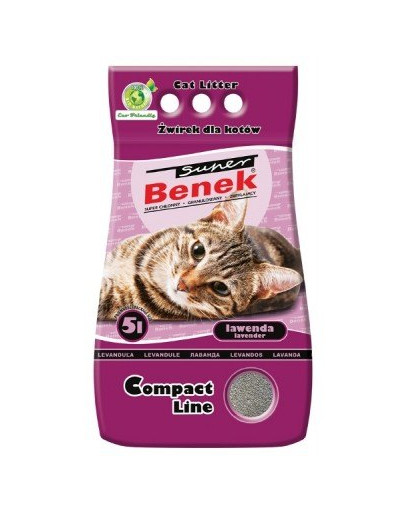 Certech Super Benek Compact Line Lavender 10 l -  drobny żwirek dla kotów o zapachu lawendy 2x 5l