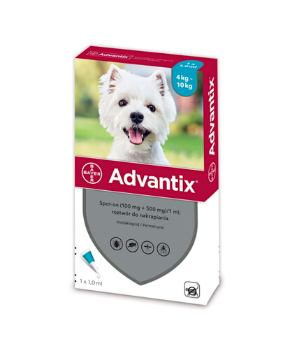 ADVANTIX Roztwór do nakrapiania dla psów od 4 do 10 kg (1 x 1 ml)