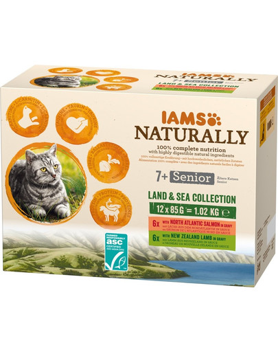 IAMS Naturally Cat Land & sea collection mokra karma dla kota 12 x 85 g