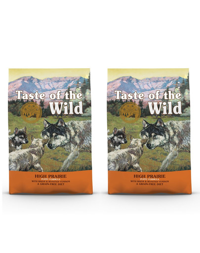 TASTE OF THE WILD High Prairie Puppy 24.4 kg (2 x 12,2 kg) zestaw  z bizonem i pieczonym jeleniem