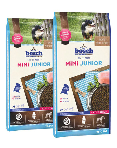 Bosch Mini Junior- sucha karma dla szczeniąt, ras małych 30 kg (2 x 15 kg)