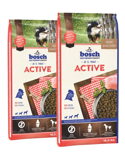 Bosch Active - sucha karma dla psów aktywnych 30 kg (2 x 15 kg)