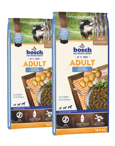 Bosch Adult Fish & Potato 30kg - sucha karma dla psów dorosłych 30 kg (2 x 15 kg)