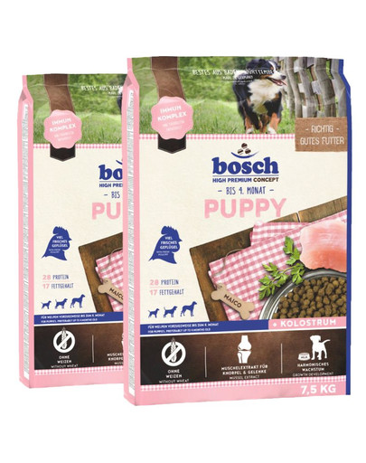 Bosch Puppy 15 kg - sucha karma dla szczeniąt od 1-miesiąca życia 15 kg (2 x 7.5 kg)